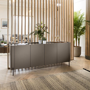 Quatropi Large 4 Door Modern Sideboard Buffet Cabinet Matte Grey Taupe 180cm