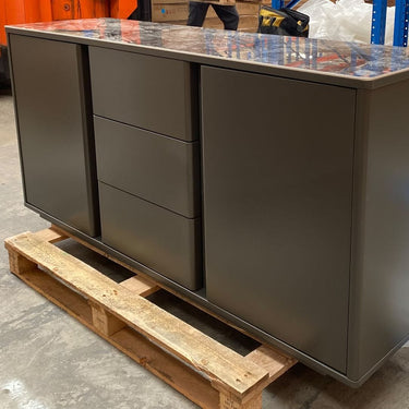Quatropi Large 4 Door Sideboard Cupboard Cabinet Grey Oak Ceramic Top 190cm
