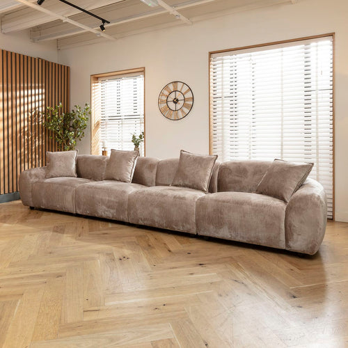 Maddie 4 Seater Modular Cinema Sofa Bubbly Warm Grey Beige 396x96cm 16