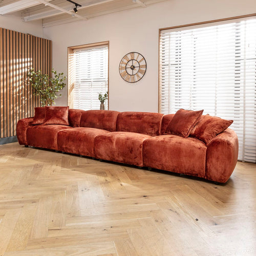 Maddie 4 Seater Modular Cinema Sofa Fire Orange 396x96cm 16