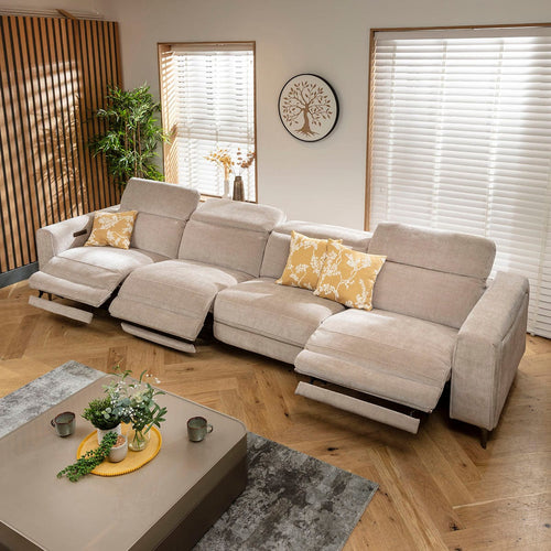 Florance Large 4 Seater Triple Recliner Sofa Putty Grey 374x105cm