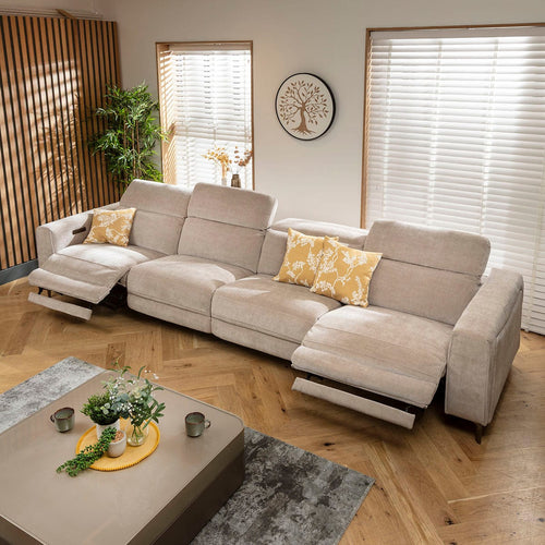 Florance Large 4 Seater Recliner Sofa Putty Grey 374x105cm