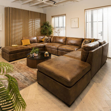 Quatropi Large 6 Seater Modular U-Shape Corner Sofa Long Chaise Set Brown 10