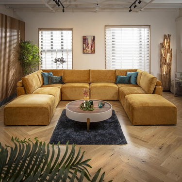Quatropi Large 6 Seater Modular U-Shape Corner Sofa Long Chaise Set Mustard