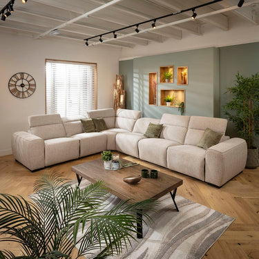 Quatropi Large 6 Seater Recliner Corner Sofa L-Shape Settee Beige 372x296cm 15