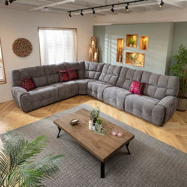 Quatropi Large 6 Seater Recliner L-Shape Corner Sofa Couch Charcoal Chenille 380x300cm 15
