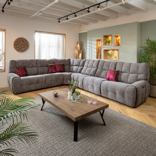 Luca Large 6 Seater Dual Recliner Corner Sofa Charcoal Chenille 380x300cm 15