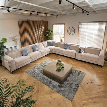 Quatropi Large 7 Seater Recliner L-Shape Corner Sofa & Storage Console Grey 424x391cm