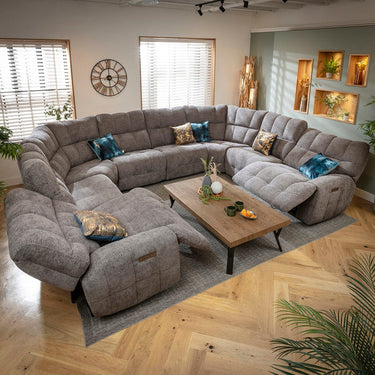 Quatropi Large 8 Seater Recliner U-Shape Corner Sofa Couch Charcoal Chenille 390x300cm 11