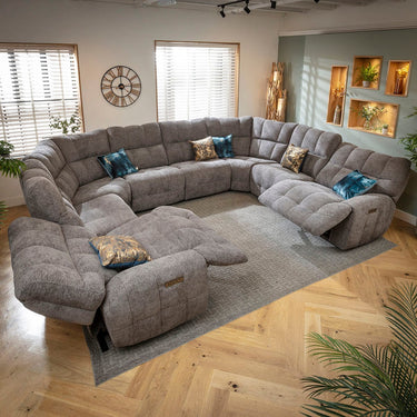 Quatropi Large 8 Seater Recliner U-Shape Corner Sofa Couch Charcoal Chenille 390x300cm 11