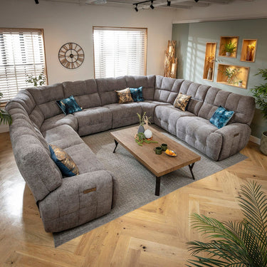 Quatropi Large 8 Seater Recliner U-Shape Corner Sofa Couch Charcoal Chenille 390x300cm 11