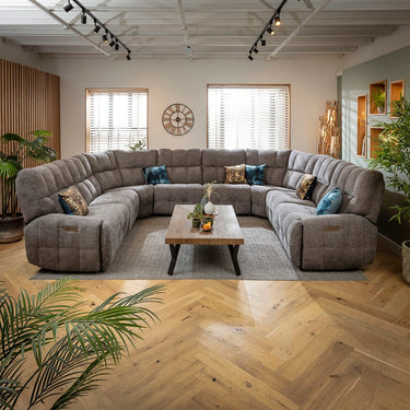 Quatropi Large 8 Seater Recliner U-Shape Corner Sofa Couch Charcoal Chenille 390x300cm 11R1