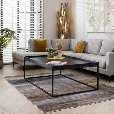 Quatropi Large Black Coffee Table Ceramic Marble Metal Living Room Table 140x90cm