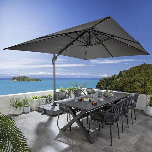 Sun Large Cantilever Garden Parasol with Base Grey 300x400cm