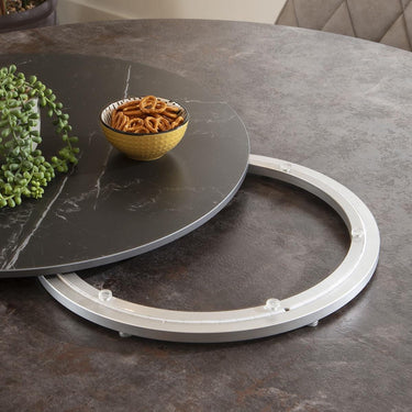 Quatropi Large Ceramic Marble Lazy Susan Turn Table For Dining Table Black 80cm