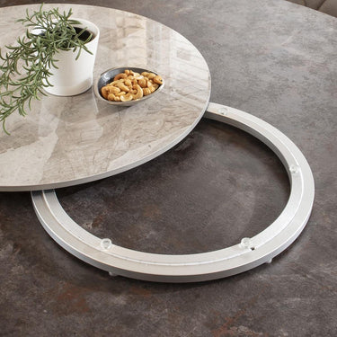 Quatropi Large Ceramic Marble Lazy Susan Turn Table For Dining Table Grey 60cm