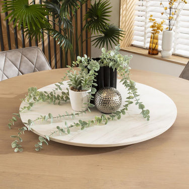 Quatropi Large Ceramic Marble Lazy Susan Turn Table For Dining Table White 60cm