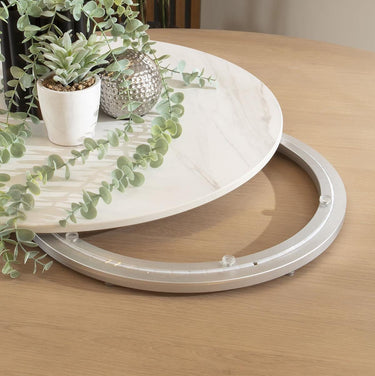 Quatropi Large Ceramic Marble Lazy Susan Turn Table For Dining Table White 80cm