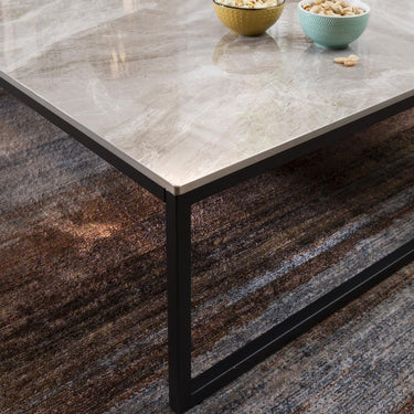 Quatropi Large Coffee Table Modern Industrial Marble Effect 90x145cm Grey