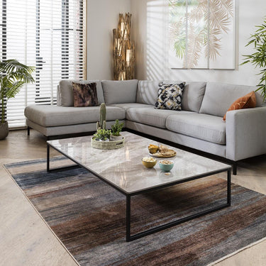 Quatropi Large Coffee Table Modern Industrial Marble Effect 90x145cm Grey