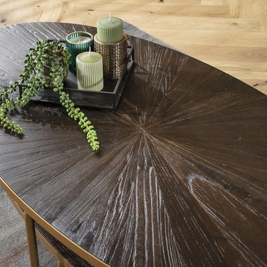 Quatropi Large Contemporary Oval Wooden Coffee Table Reclaimed Elm 140x70cm