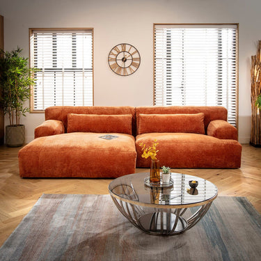 Quatropi Large Corner Sofa Chaise Modern Orange Fabric 300cm x 160cm