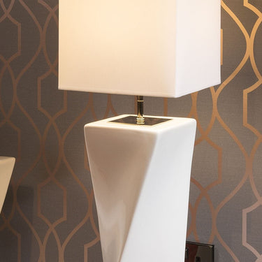 Quatropi Large Elegant Envy Floor lamp BigTwiss White Ceramic Cotton Shade 4008