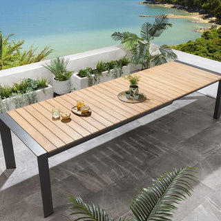 Quatropi Large Extendable 10 Seater Garden Table | Teak Wood & Aluminium 200-320cm × 100cm
