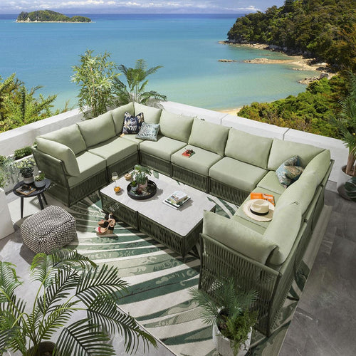 Cole Modular Outdoor U-Shape Garden Corner Sofa Set Green 358x218cm U11