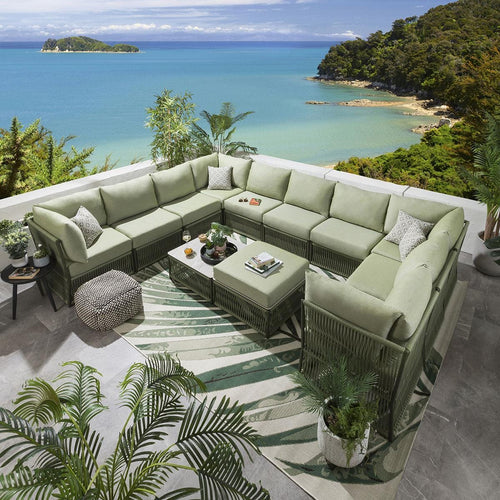 Cole Modular Outdoor U-Shape Garden Corner Sofa Set Green 358x288cm U12
