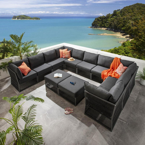 Cole Garden U Shaped Corner Sofa Set Grey 358x288cm U12