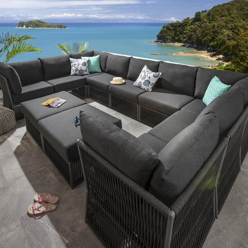 Cole Garden U Shaped Corner Sofa Set Grey 358x218cm U11