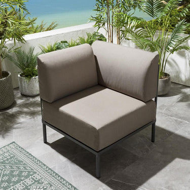 Quatropi Large Garden U-Shape Corner Sofa 8 Seat Outdoor Patio Beige Aluminium