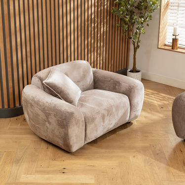 Quatropi Large Grey Velvet Cuddler Armchair Accent Chair Textured Crushed Fabric 144cm x 96cm