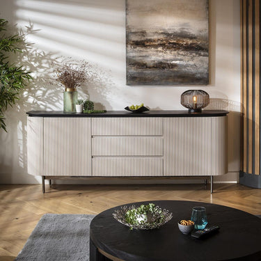 Quatropi Large Mid Modern Sideboard Cabinet Buffet with Drawers Matte Chalk 210cm