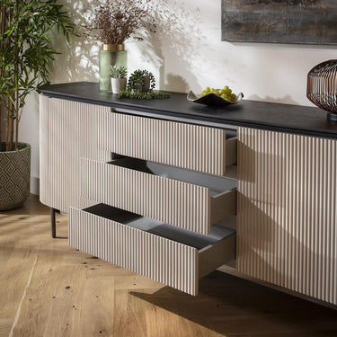 Quatropi Large Mid Modern Sideboard Cabinet Buffet with Drawers Matte Chalk 210cm