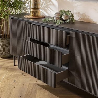 Quatropi Large Mid Modern Sideboard Cabinet Buffet with Drawers Matte Grey 210cm