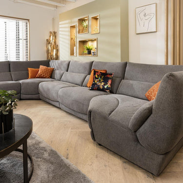 Quatropi Large Modern 10 Seater L-Shape Corner Sofa Couch Set Grey Fabric L8