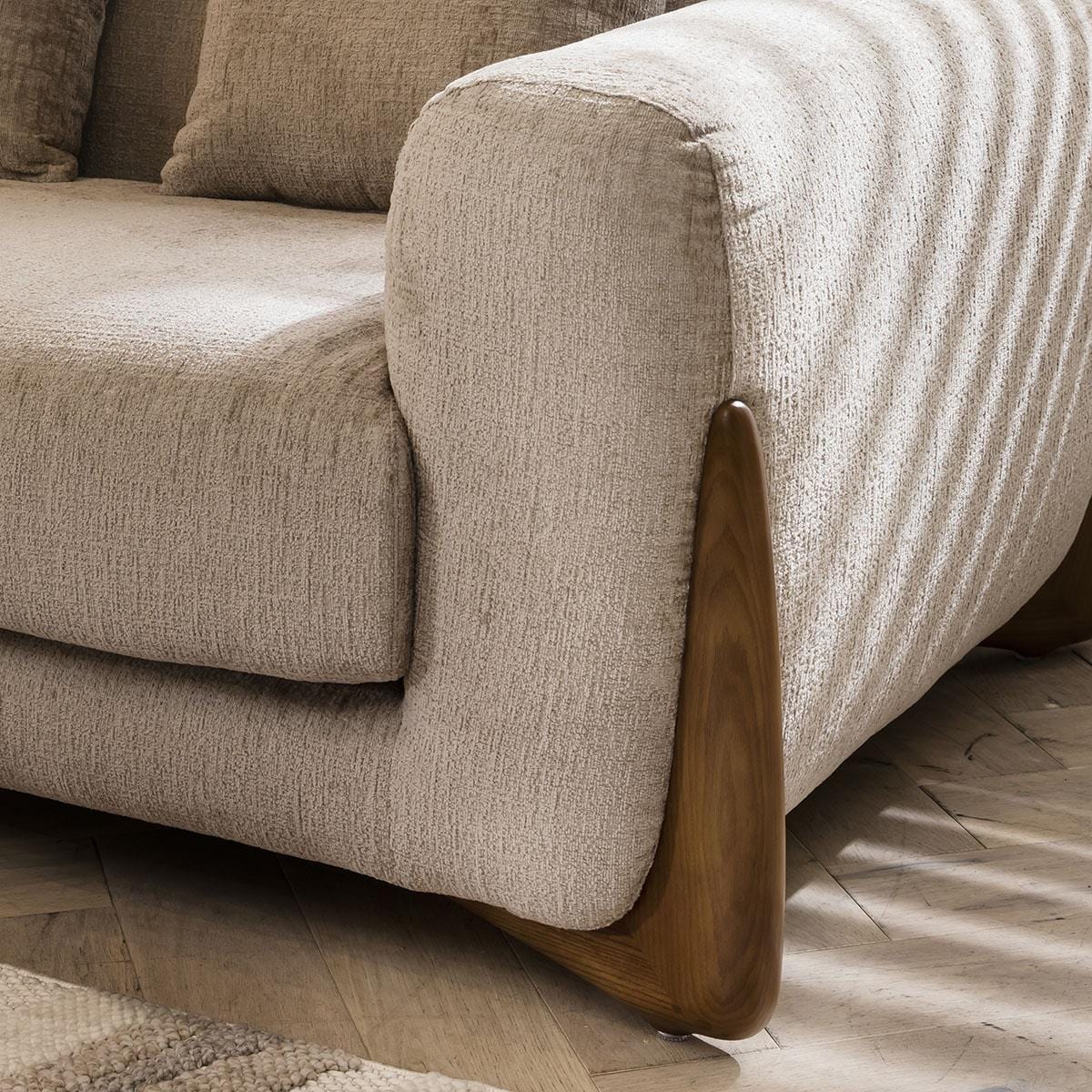 Large Modern 3 Seater Sofa Designer Settee Couch Mink Chenille Fabric Large Modern 3 Seater Sofa Designer Settee Couch Mink Chenille Fabric