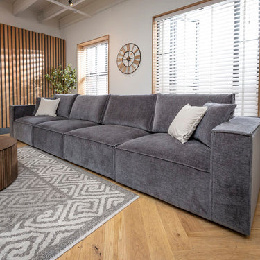 Quatropi Large Modern 4 Seater Modular Sofa Settee Grey 398x98cm