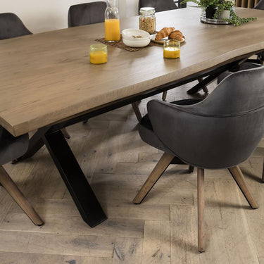 Quatropi Large Modern 8 Seat Stained Live Edge Solid Wooden Dining Set Grey