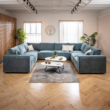 Quatropi Large Modern 8 Seater Modular U-Shape Corner Sofa Aqua Blue 374x297cm 11