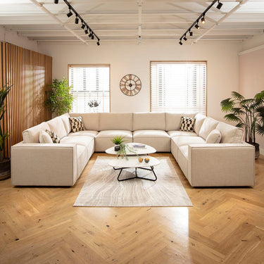 Quatropi Large Modern 8 Seater Modular U-Shape Corner Sofa Natural 374x297cm 11