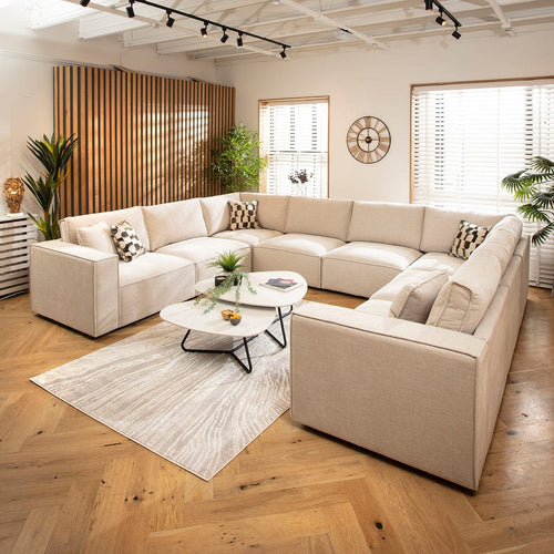 Rupert Modern 8 Seater Modular U-Shape Corner Sofa Natural 374x297cm 11