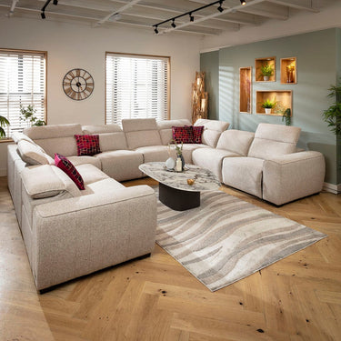 Quatropi Large Modern 8 Seater Recliner U-Shape Corner Sofa Settee Beige 386x296cm 11