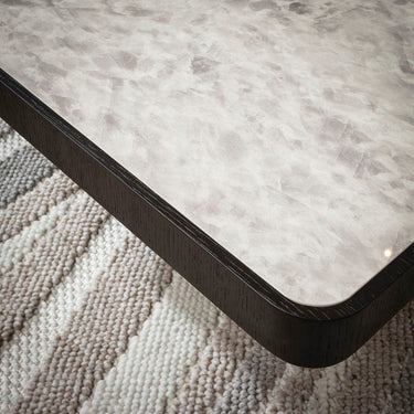 Quatropi Large Modern Ceramic Marble Coffee Table Grey Black Oak 101cm x 92cm