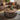 Quatropi Large Modern Round Coffee Table Walnut Wood Brown Metal Drum 90cm