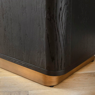 Quatropi Large Modern Sideboard Buffet Cabinet Black Oak Brass 200cm