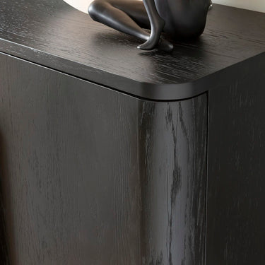 Quatropi Large Modern Sideboard Buffet Cabinet Black Oak Brass 200cm