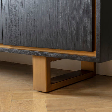 Quatropi Large Modern Sideboard Buffet Cabinet Black Oak Gold 200cm